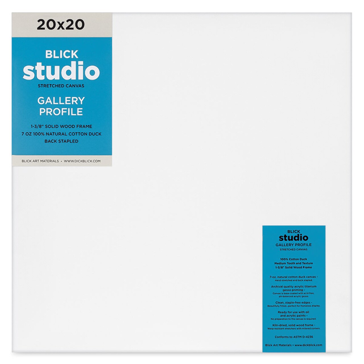 Blick Studio Stretched Cotton Canvas - Gallery Profile, 20" x 20"
